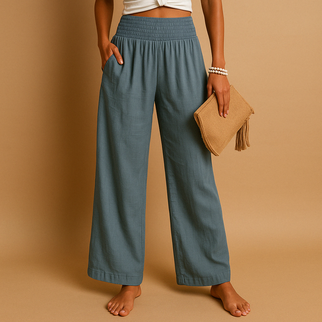 Gwenaëlle | Pantalon Large Taille Haute Et Style Décontracté