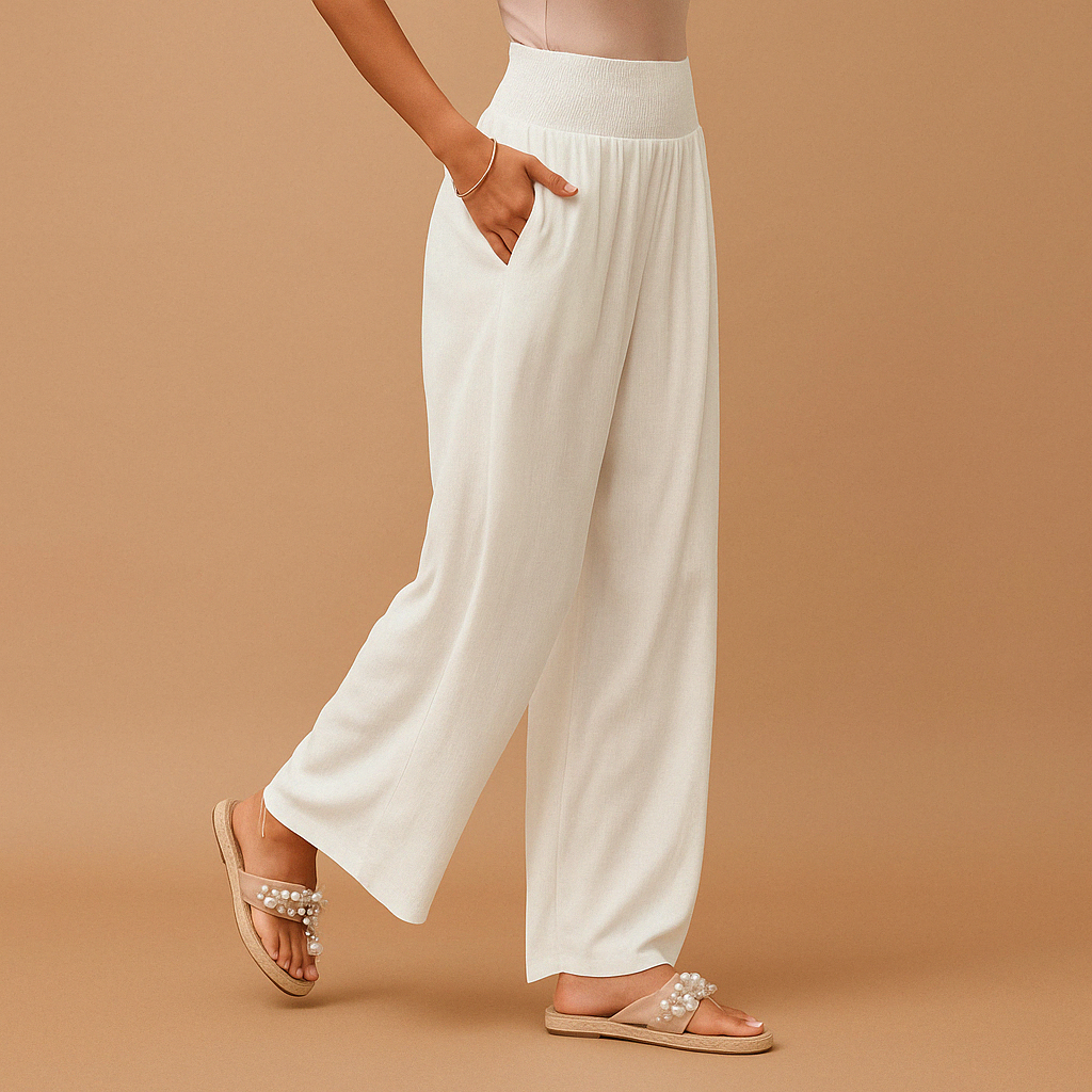 Gwenaëlle | Pantalon Large Taille Haute Et Style Décontracté