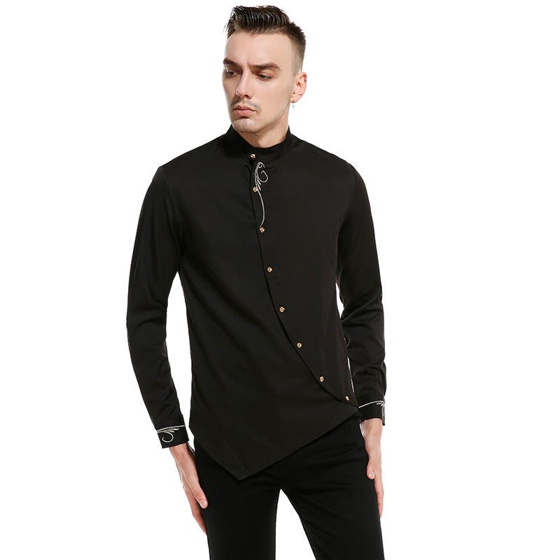 Massimo | Skjorte for menn med asymmetrisk design og offiserkrage