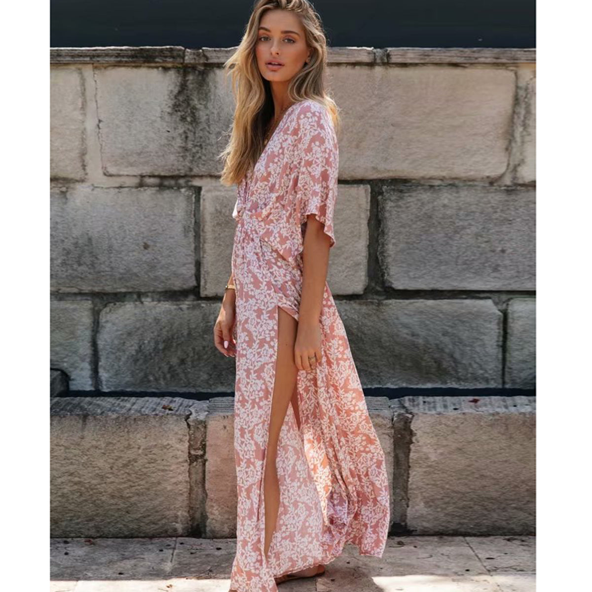 Tanya | Robe Longue Fendue – Élégance Douce Et Allure Romantique