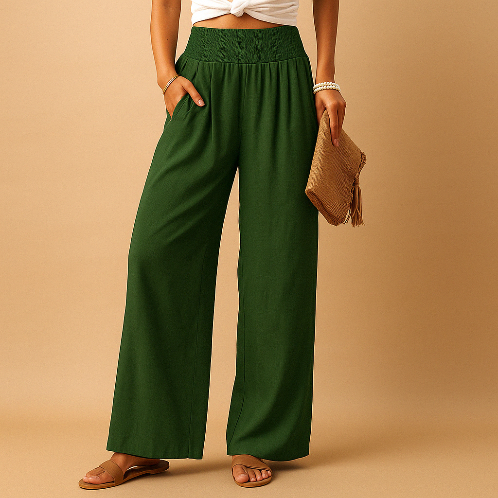 Gwenaëlle | Pantalon Large Taille Haute Et Style Décontracté