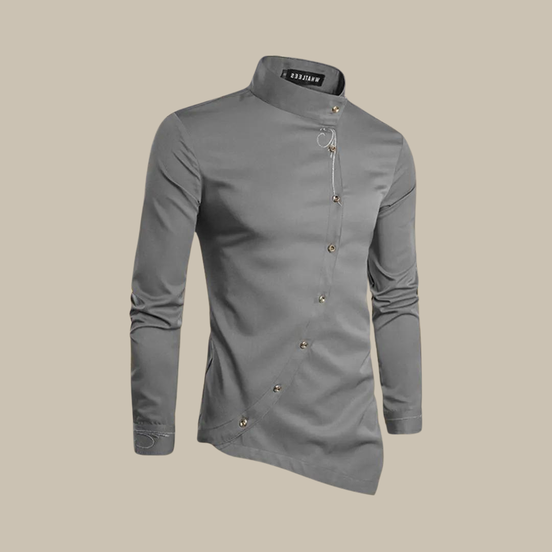 Massimo | Skjorte for menn med asymmetrisk design og offiserkrage