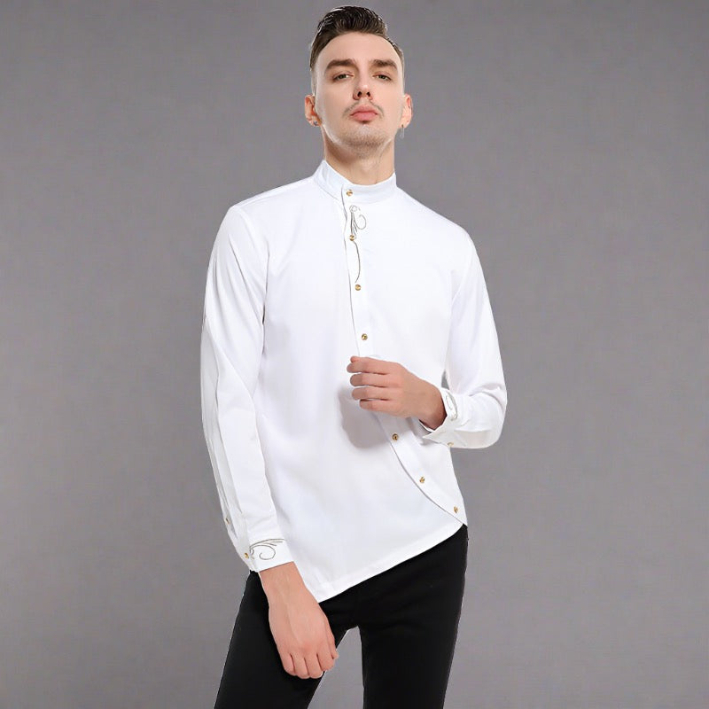 Massimo | Skjorte for menn med asymmetrisk design og offiserkrage