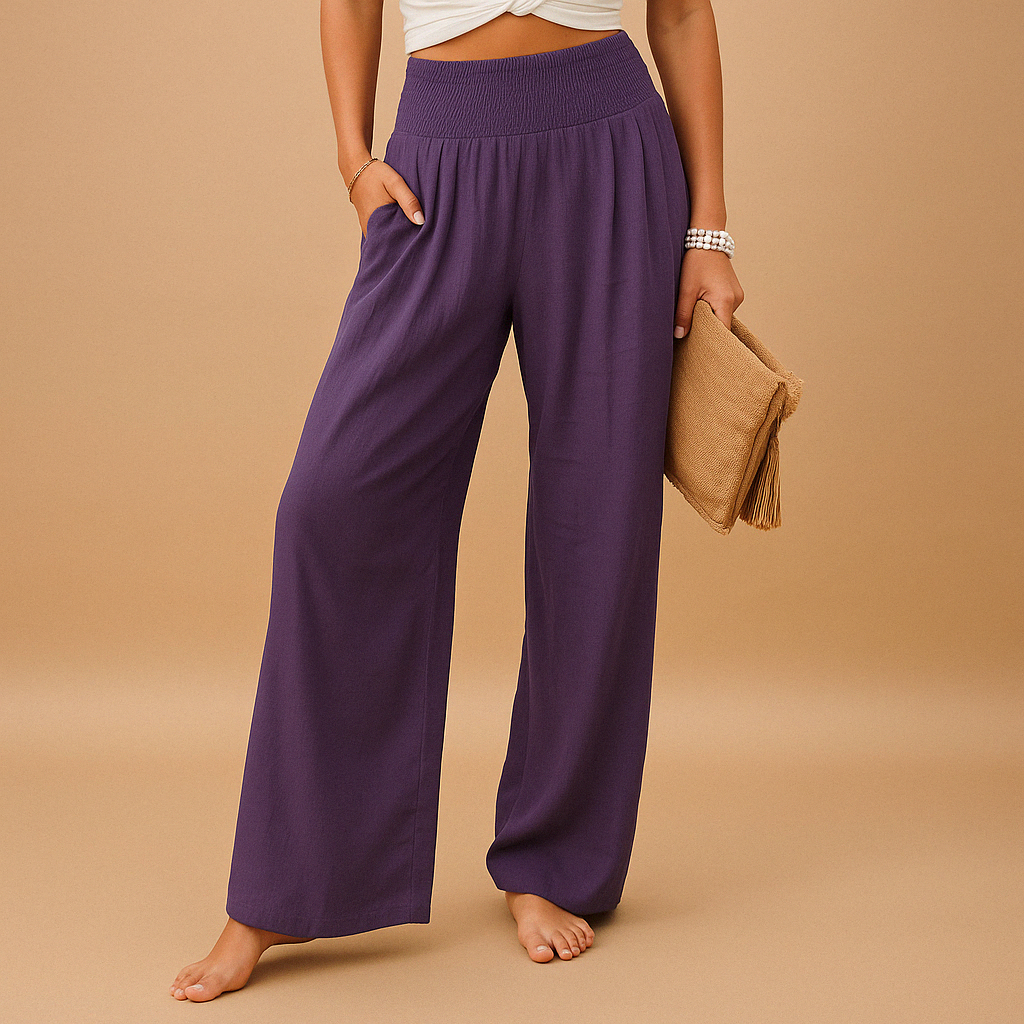 Gwenaëlle | Pantalon Large Taille Haute Et Style Décontracté