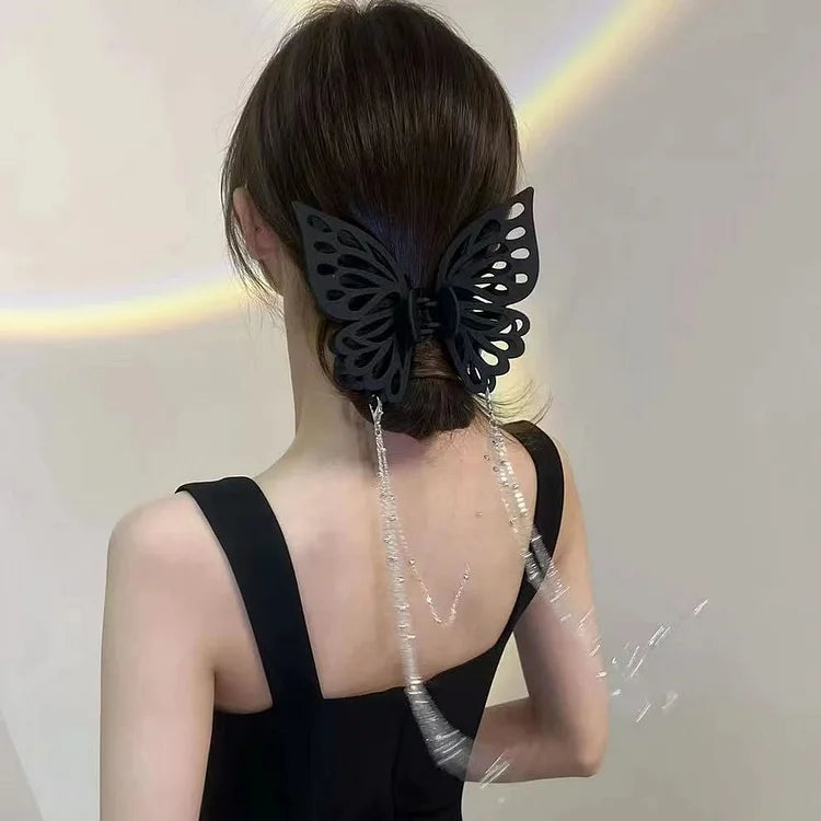 سيلين | مشبك شعر فراشة مع سلاسل فضة