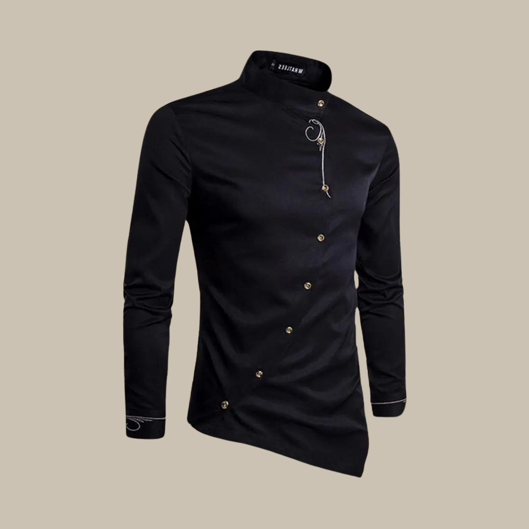 Massimo | Skjorte for menn med asymmetrisk design og offiserkrage