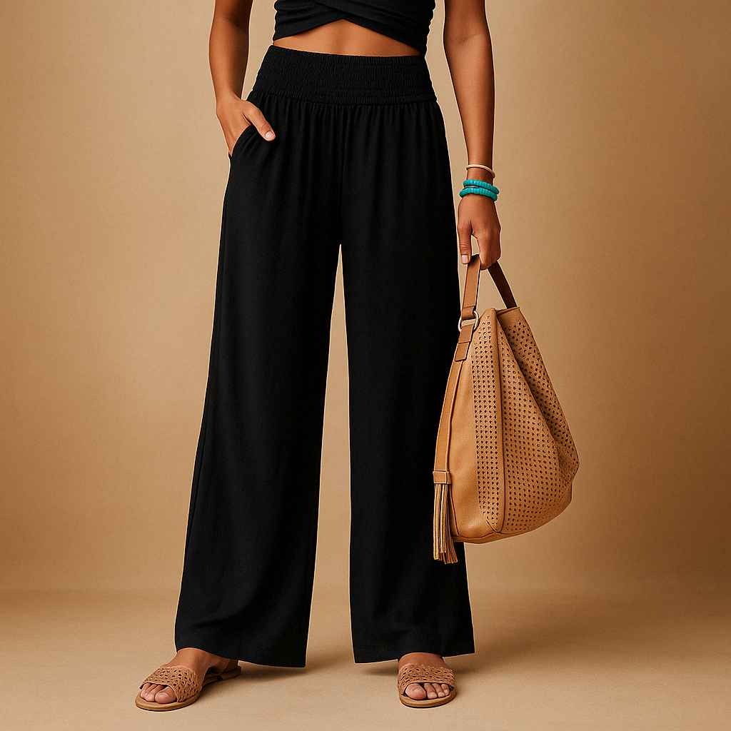Gwenaëlle | Pantalon Large Taille Haute Et Style Décontracté