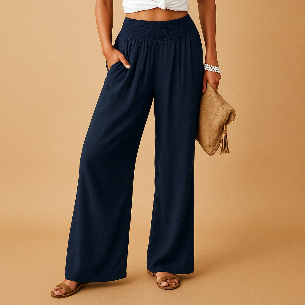 Gwenaëlle | Pantalon Large Taille Haute Et Style Décontracté