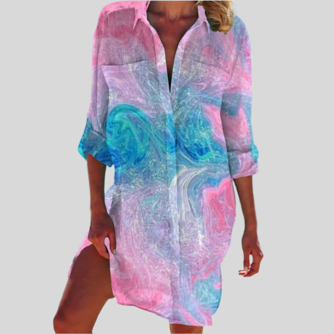 Olivia | Vestido Botonado de Verano con Mangas Largas 