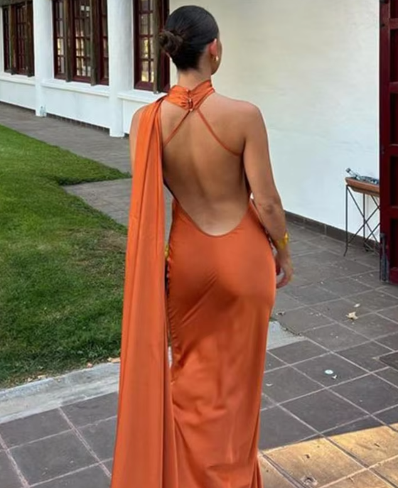 Jade | Lang Festkjole Med Drapering 