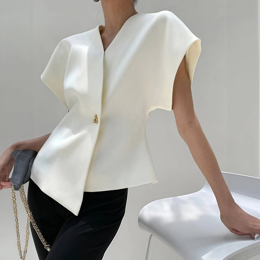 Yvonne | Bluse Chic Strukturert – Asymmetrisk og Moderne 