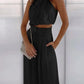 Marine | Ensemble Chic – Top Asimmetrico e Pantaloni Fluidi 
