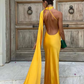 Jade | Lang Festkjole Med Drapering 