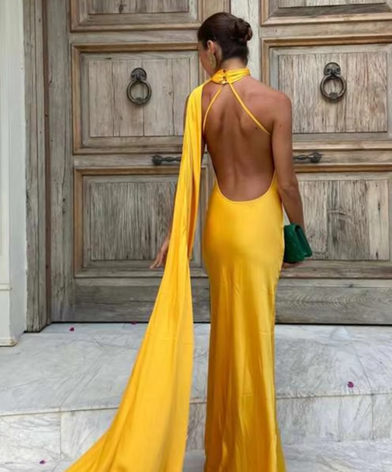 Jade | Lang Festkjole Med Drapering 