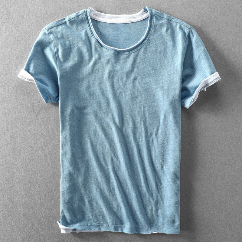 Fabio | T-shirt met ronde hals en zichtbare mouwen 