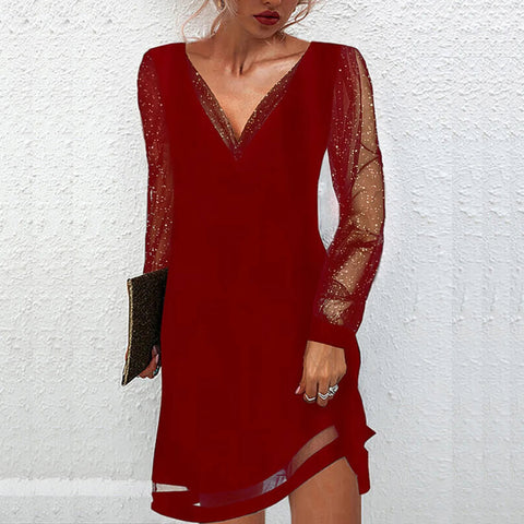 Aurore | Rochie Midi De Seară – Efect Dantelă Și Strălucire Discretă 