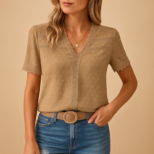 Nadia | Elegante Bluse aus Spitze mit V-Ausschnitt 