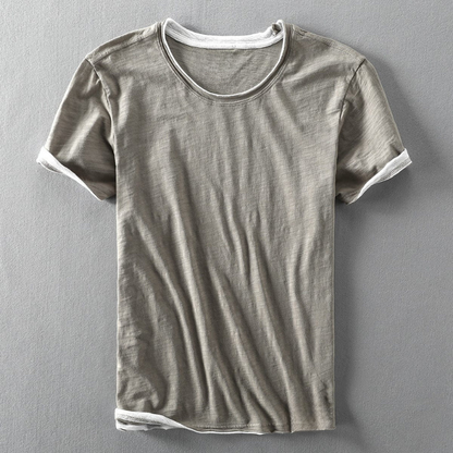 Fabio | T-shirt met ronde hals en zichtbare mouwen 