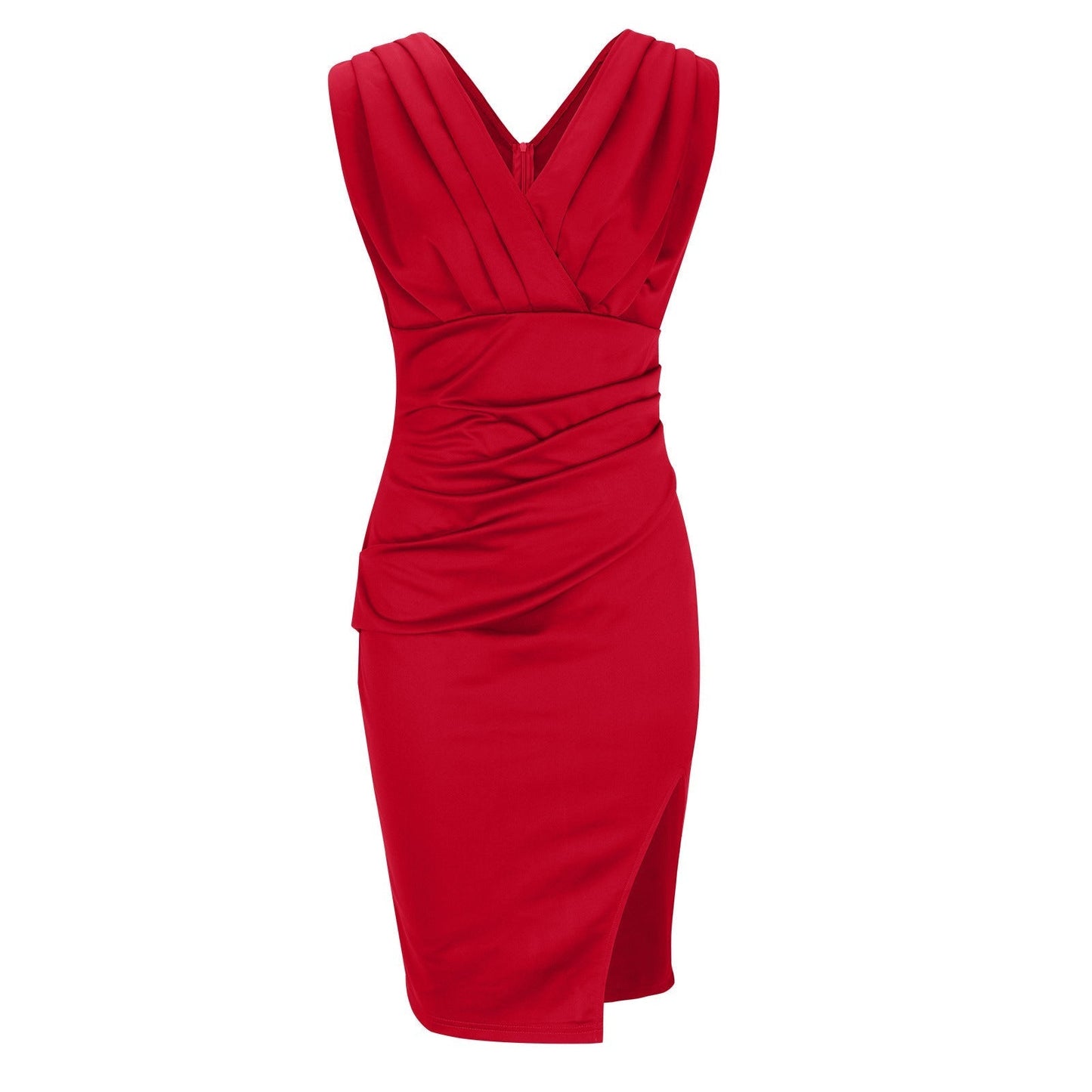 Elora | Abito Midi Elegante – Scollatura a V e Taglio Sottile Fisarmonica 