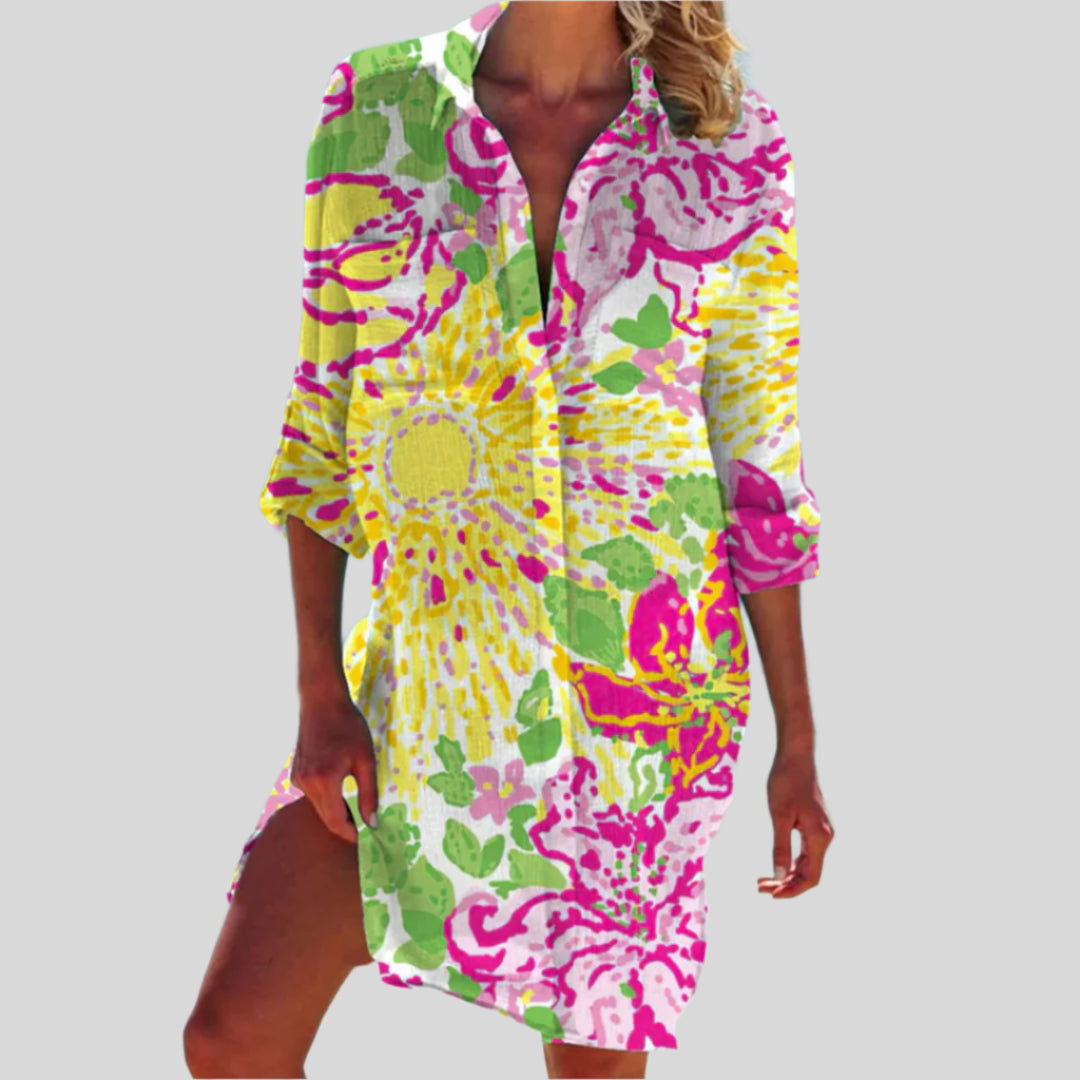 Olivia | Vestido Botonado de Verano con Mangas Largas 