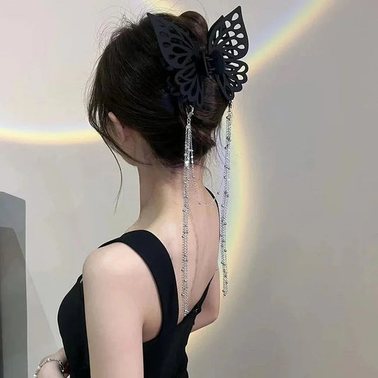 Céline | Butterfly Hair Clip With Chains Silver 