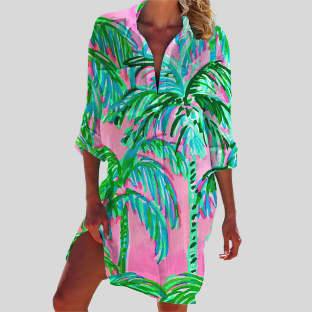 Olivia | Vestido Botonado de Verano con Mangas Largas 