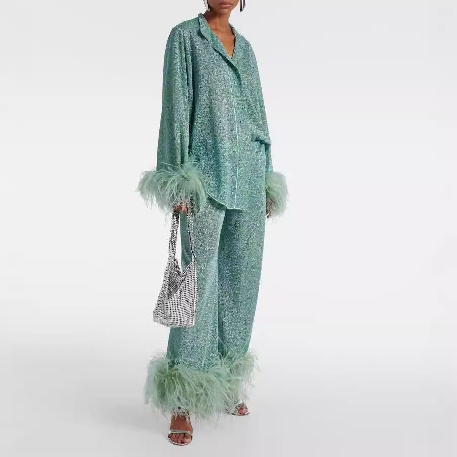 Oceana | Women's Set – Feather Detail and Trendy Style 