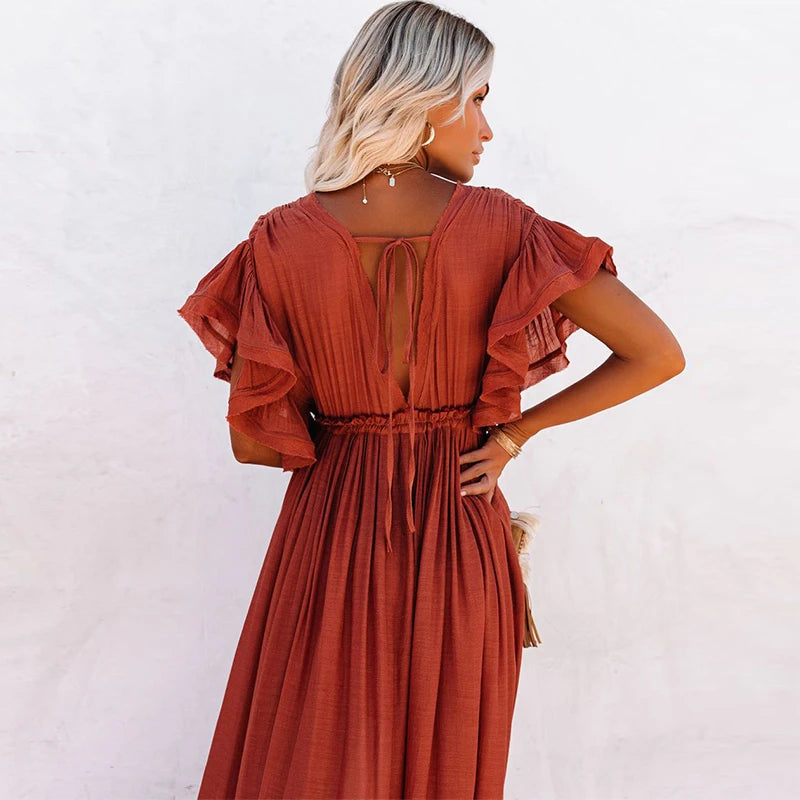 Ελεονόρα | Μακριά Φόρεμα Chic Μποέμ – Χαλαρή Και Εκλεπτυσμένη Κομψότητα 