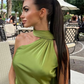 Jade | Lang Festkjole Med Drapering 