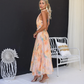 Katya | Lang Boheme Kjole – Halterneck Og Elegant Blomstret Tryk 