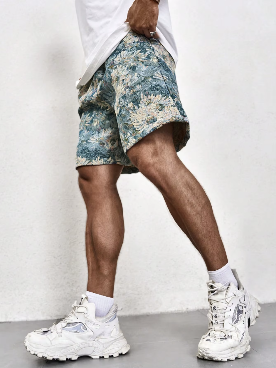 Thomas|Kurze Blumen Sommer Herren Stil Bequem 