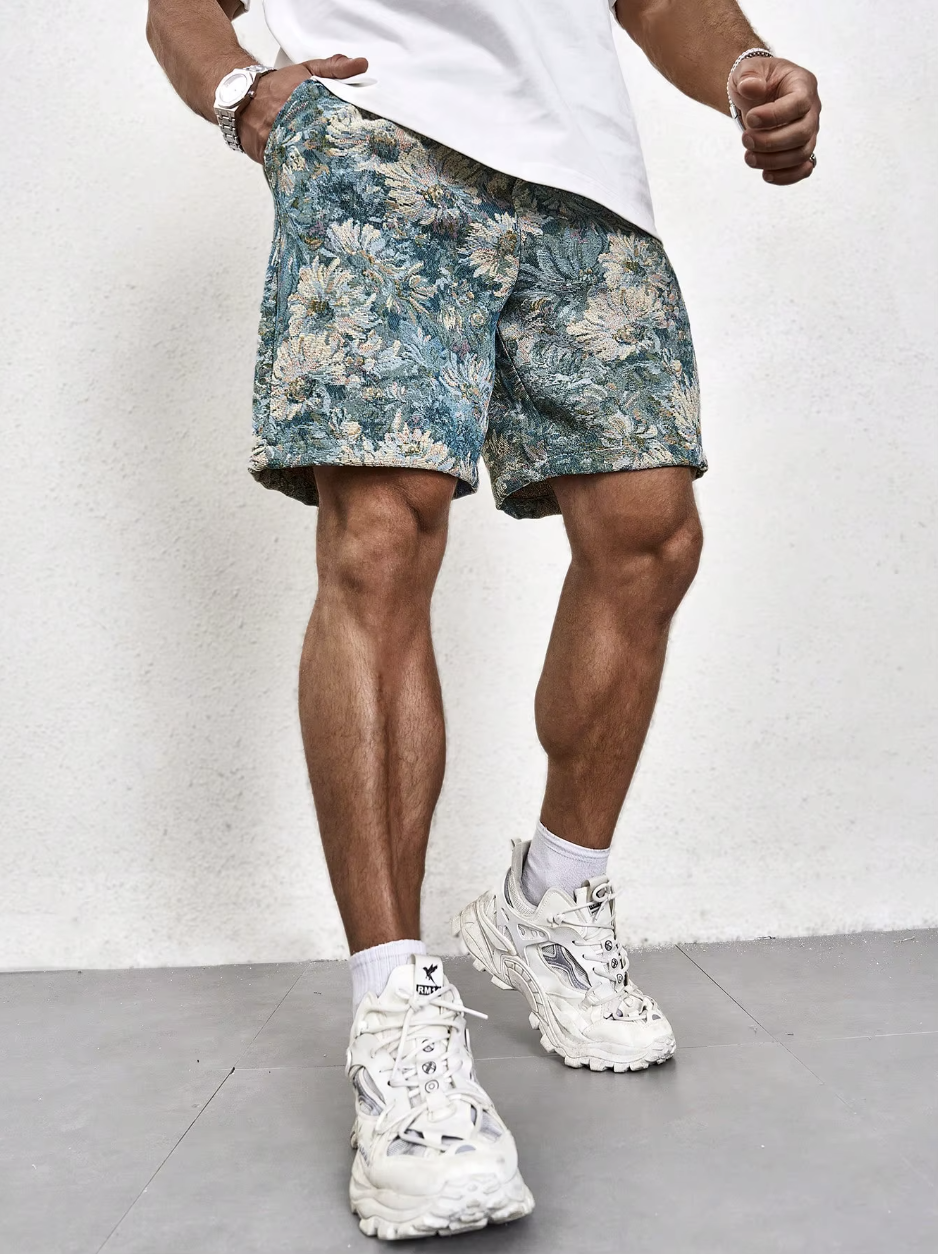 Thomas|Kurze Blumen Sommer Herren Stil Bequem 